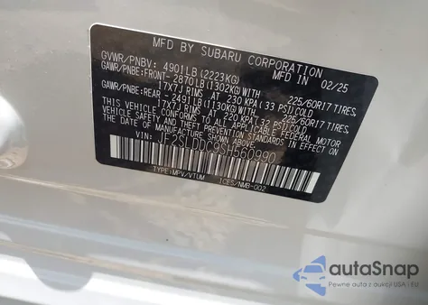 2025 Subaru Forester Premium z USA, uszkodzony, nr VIN JF2SLDDC9SH560990